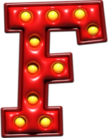 Shiny Red 3D Uppercase Letter F png