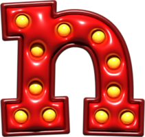 brillante rosso 3d minuscolo lettera n png