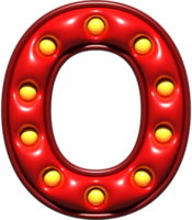 brillant rouge 3d majuscule lettre o png