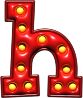 brillante rosso 3d minuscolo lettera h png