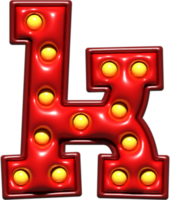 brillant rouge 3d minuscule lettre k png