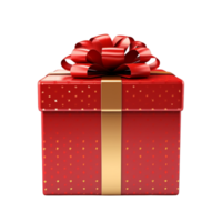 Red Colour Christmas Gift Box With Red Ribbon Ai Generative png