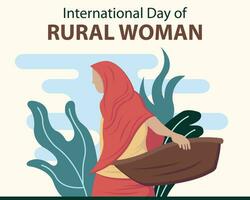 illustration vector graphic of a veiled woman is carrying a basket, perfect for international day, international day of rural woman, celebrate, greeting card, etc.