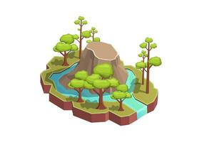 Isometric little forest island vector