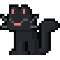 pixel art séance noir chat dessin animé personnage png