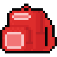 Pixel art red backpack icon png