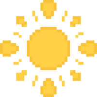 Pixel art summer sun icon png