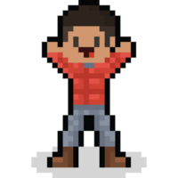 Pixel art man character with winter cloth png