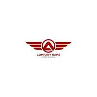 Letter A Red Wings Logo Design Vector