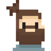 Pixel art portrait beard man icon png