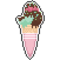 Pixel art 3 scoop ice cream cone png