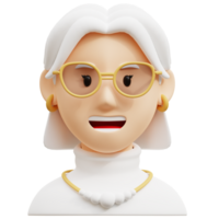 Rico lujo abuela 3d avatar personaje ilustraciones png