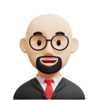 Bald business man 3D Avatar Character Illustrations png