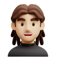 longue cheveux gars 3d avatar personnage des illustrations png