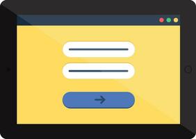 entrando iniciar sesión contraseña sitio web en tableta vector