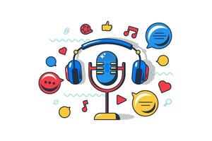 Dj Radio Host Microphone Outline Concept vector