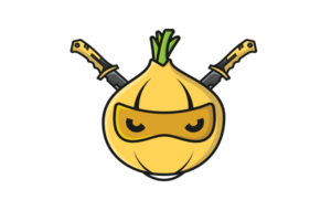 Onion Ninja with Swords vector illustration. png