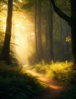 Enchanting forest beautiful high quality. Generative AI photo