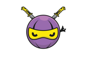 ninja bola com espadas vetor ilustração. png