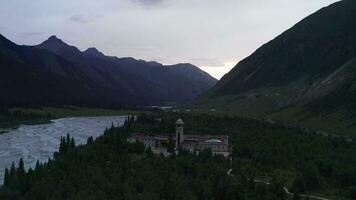 Mountains and trees in a cloudy day. video