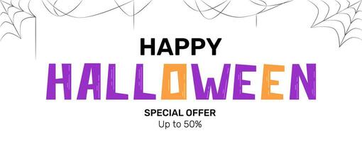 Halloween special offer banner with lettering text, vector illustration, flyer, leaflet