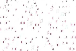 plantilla de vector rosa claro con símbolos musicales.