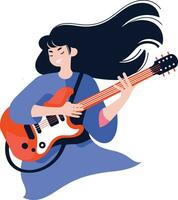 mano dibujado músicos jugando guitarra y canto en plano estilo vector