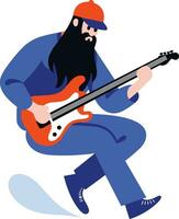 Hand Drawn musicians playing guitar and singing in flat style vector