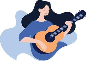 Hand Drawn musicians playing guitar and singing in flat style vector