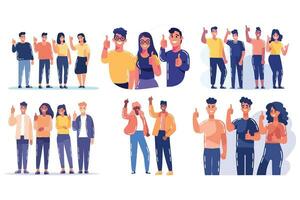 Hand Drawn A group of characters standing and talking at a party in flat style vector