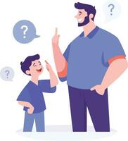 Hand Drawn father and child talking happily in flat style vector