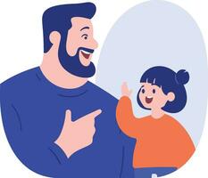 Hand Drawn father and child talking happily in flat style vector