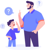 mão desenhado pai e criança falando alegremente dentro plano estilo png