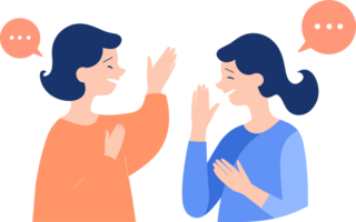 Hand Drawn mother and child talking happily in flat style png