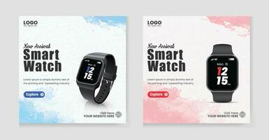 Smart watch Social media post template design. Smart watch product promotion template design. vector