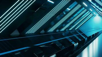 Dark tunnel with glowing light illuminated, 3d rendering. video