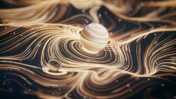 Outer space planet with wave pattern background, 3d rendering. video