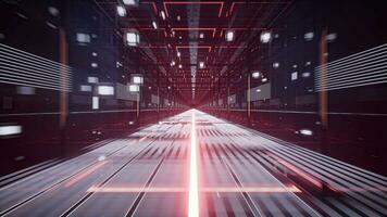 Going forward in digital cyberspace, sci-fi concept tunnel, 3d rendering. video