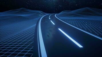 Highway road with digital space background, 3d rendering. video