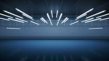 Dark room with lamp lighting illumination, 3d rendering. video