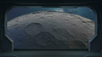 The Moon and the Stars from the view in the spacecraft, 3d rendering. video