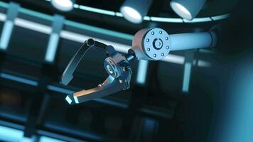 Mechanical arm in the futuristic room, 3d rendering. video