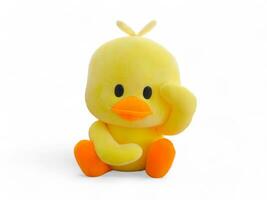 Duck doll isolated on white photo