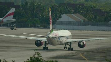 PHUKET, THAILAND NOVEMBER 25, 2016 - Sunday Airlines Boeing 767 UP B6703 taxiing after landing in Phuket airport video