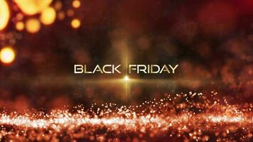 Black Friday golden text with bokeh and gold particles video
