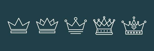 Crown Vector Icon, King And Queen Crowns, Prince And Princess Design Elements, Classic Heraldic Design Elements, Monochrome Leadership, Premium Quality Thin Line Crown Set Icons Illustration