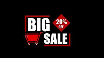 Big sale offer discount 20 percent off sign banner for promo video. Special offer discount tags. Promotional advertising banners. video