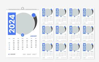 2024 wall calendar template design 12 page vector