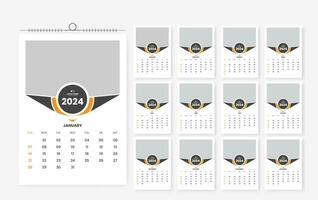 2024 wall calendar template design 12 page vector