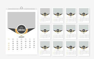 2024 wall calendar template design 12 page vector